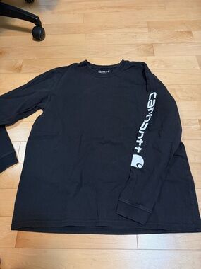 Carhartt Black Long-Sleeve Crewneck with White Sleeve Logo